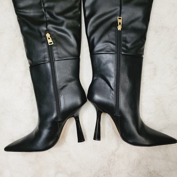 NEW Good American Black Carla Slouchy Over The Knee Tall Slouchy Heeled Boot - Picture 6 of 9